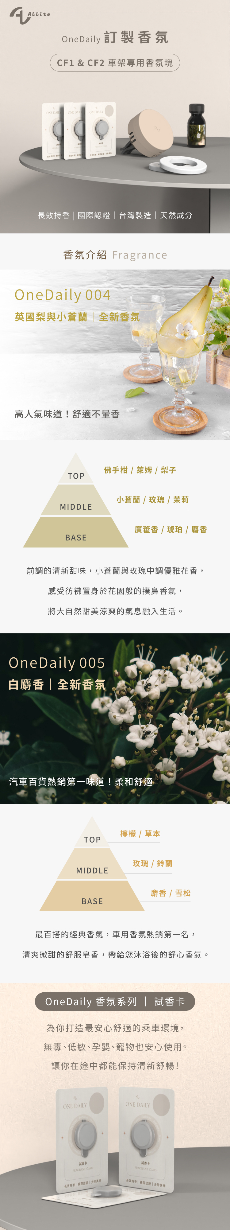 One Daily 香氛系列試香卡 ( Allite CF 系列 多功能磁吸充電手機架專用 )