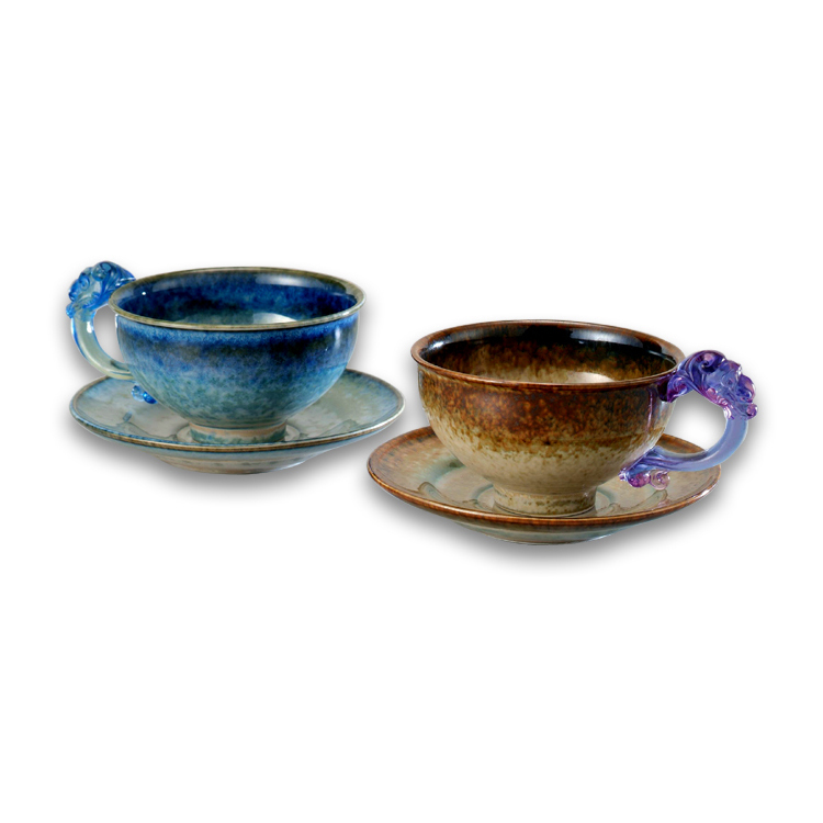 時尚琉璃｜琉璃耳陶藝咖啡杯 星辰對杯