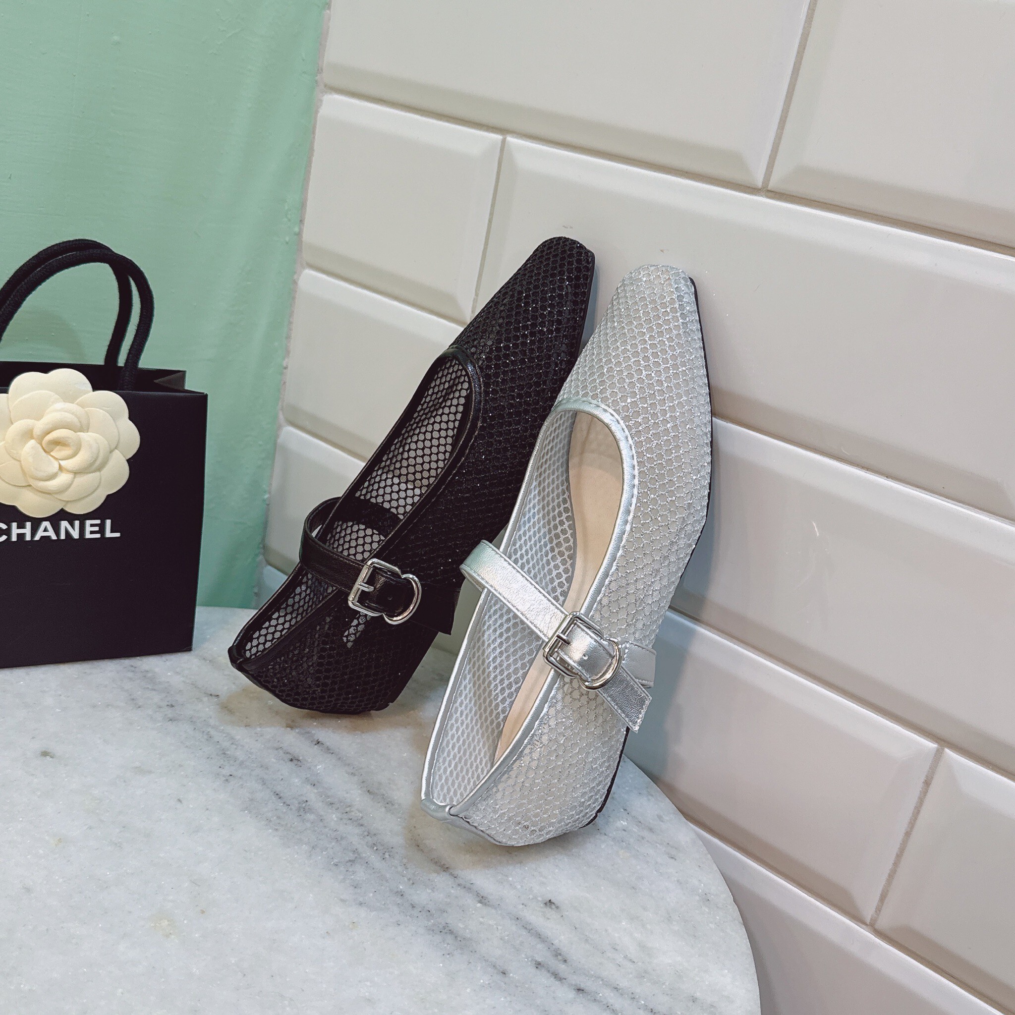 A99-1韓國透感亮粉網格瑪麗珍