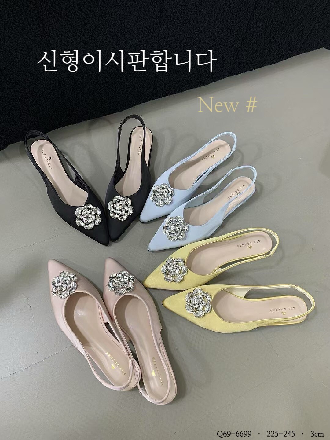 Q69-6699韓國法式水鑽山茶花後空涼鞋