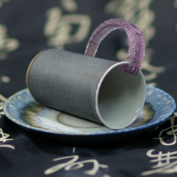 【鹿港窯】陶瓷琉璃耳-對杯【金邊紫砂】