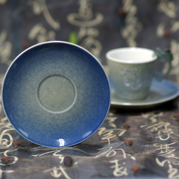 【鹿港窯】陶瓷琉璃耳-對杯【青瓷藍點】