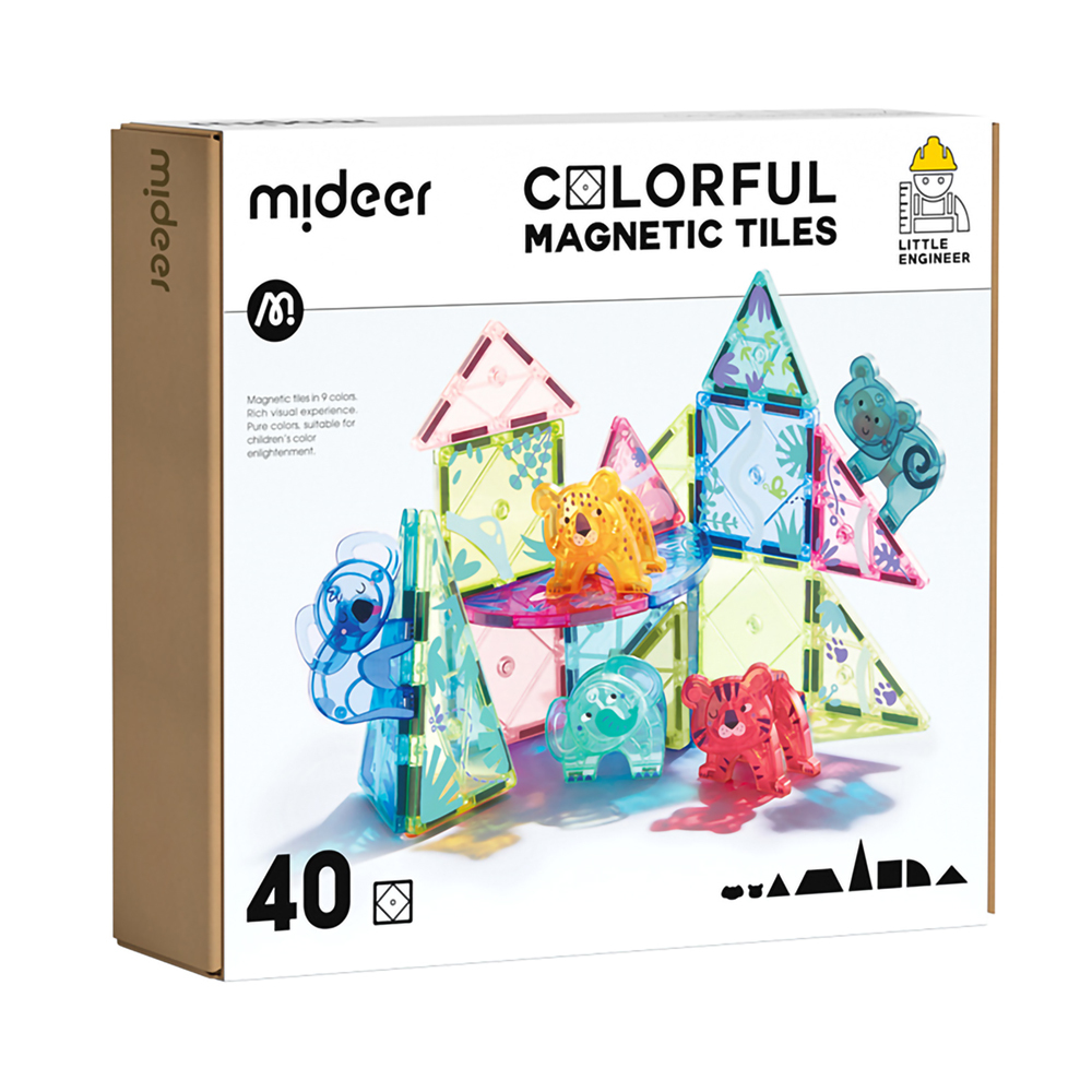 【Ｍideer】多彩透光磁力片-動物叢林(40PCS)
