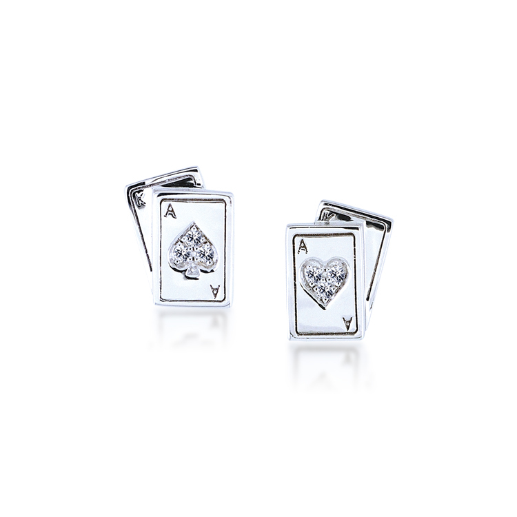 925純銀「撲克牌」晶鑽耳環-ADSNE0053