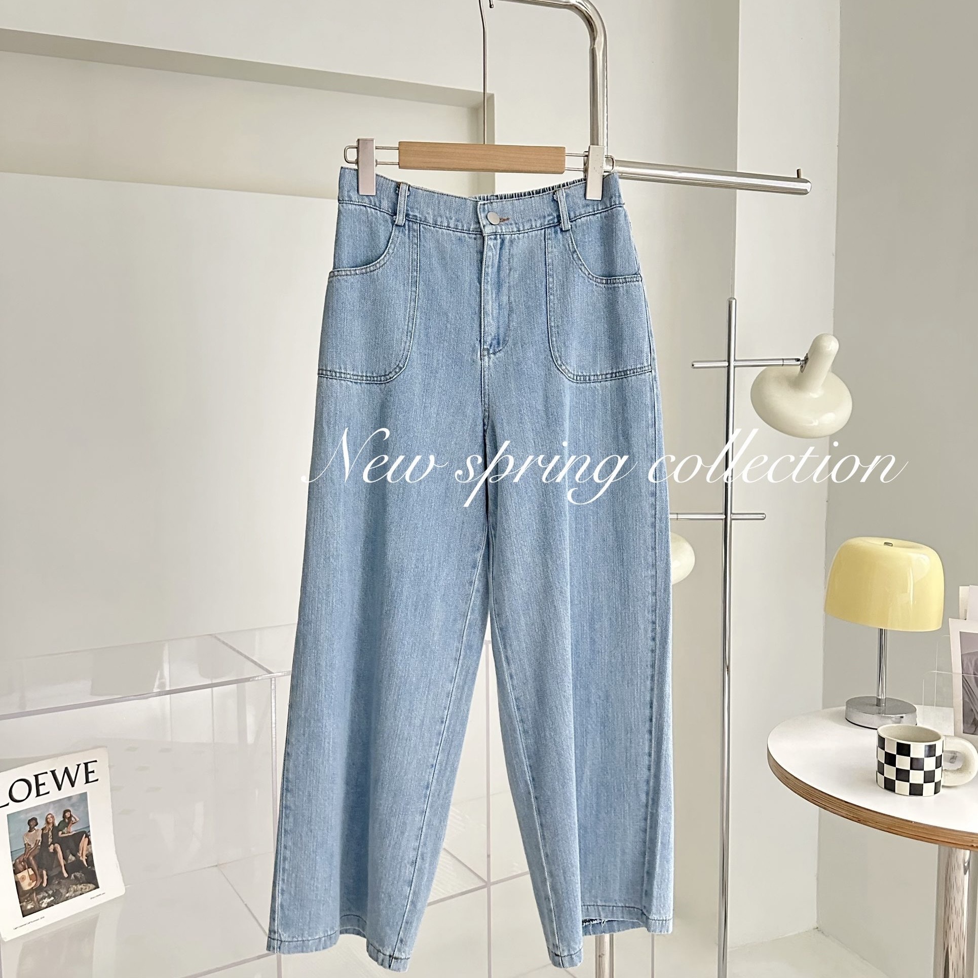 【BONNIE】後橡筋腰牛仔闊褲