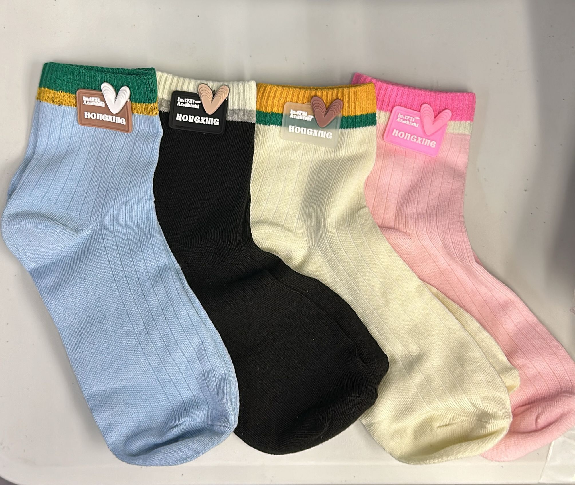 Cd6710  膠章心心襪 一set4對