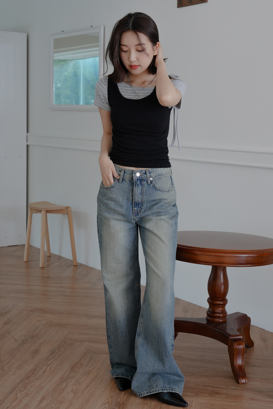 Vintage Slab Mid Rise Bootcut #靴型褲