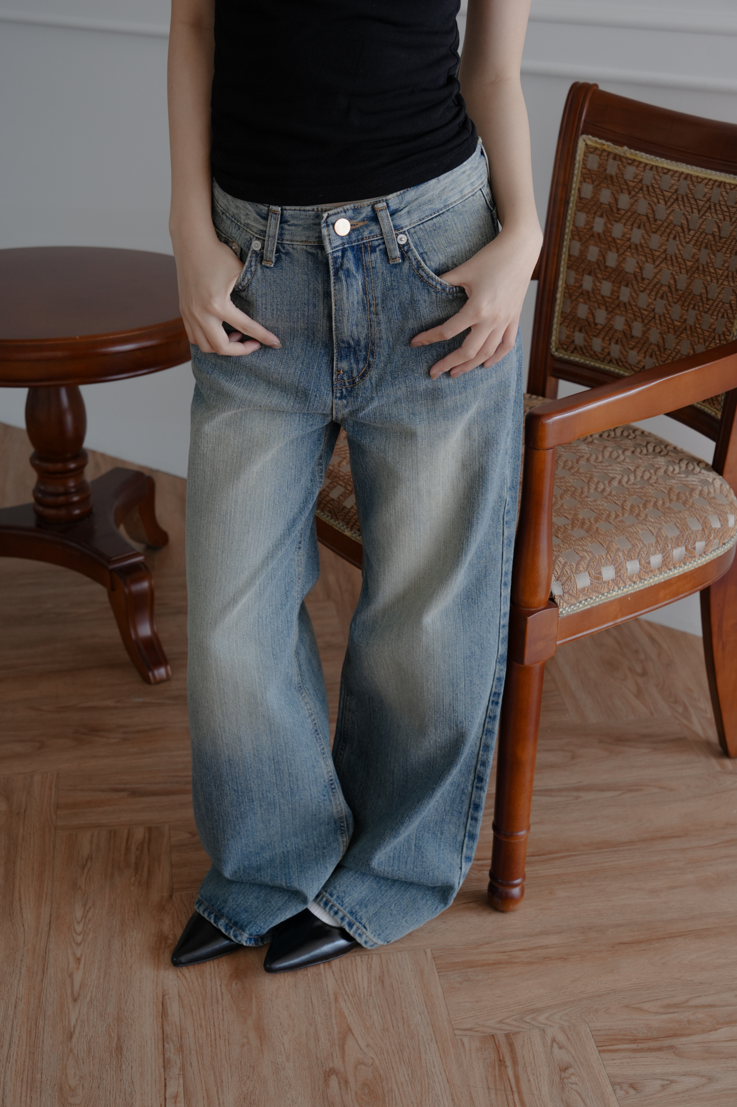 Vintage Slab Mid Rise Bootcut #靴型褲