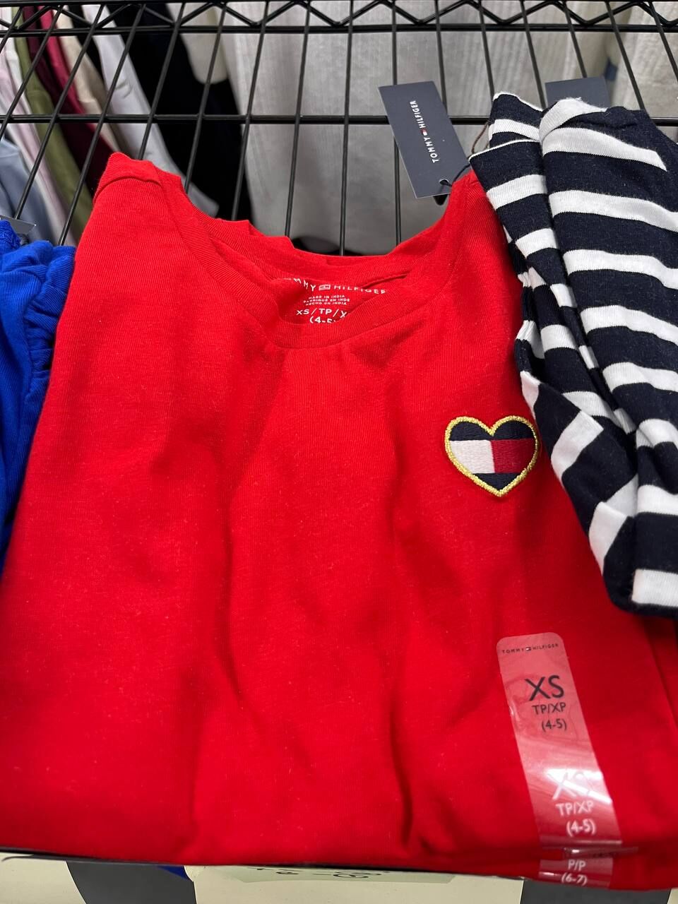 [S] TOMMY HILFIGER RED KIDS PUFF SHOULDER T-SHIRT, 71J4596-600 (STH1065)