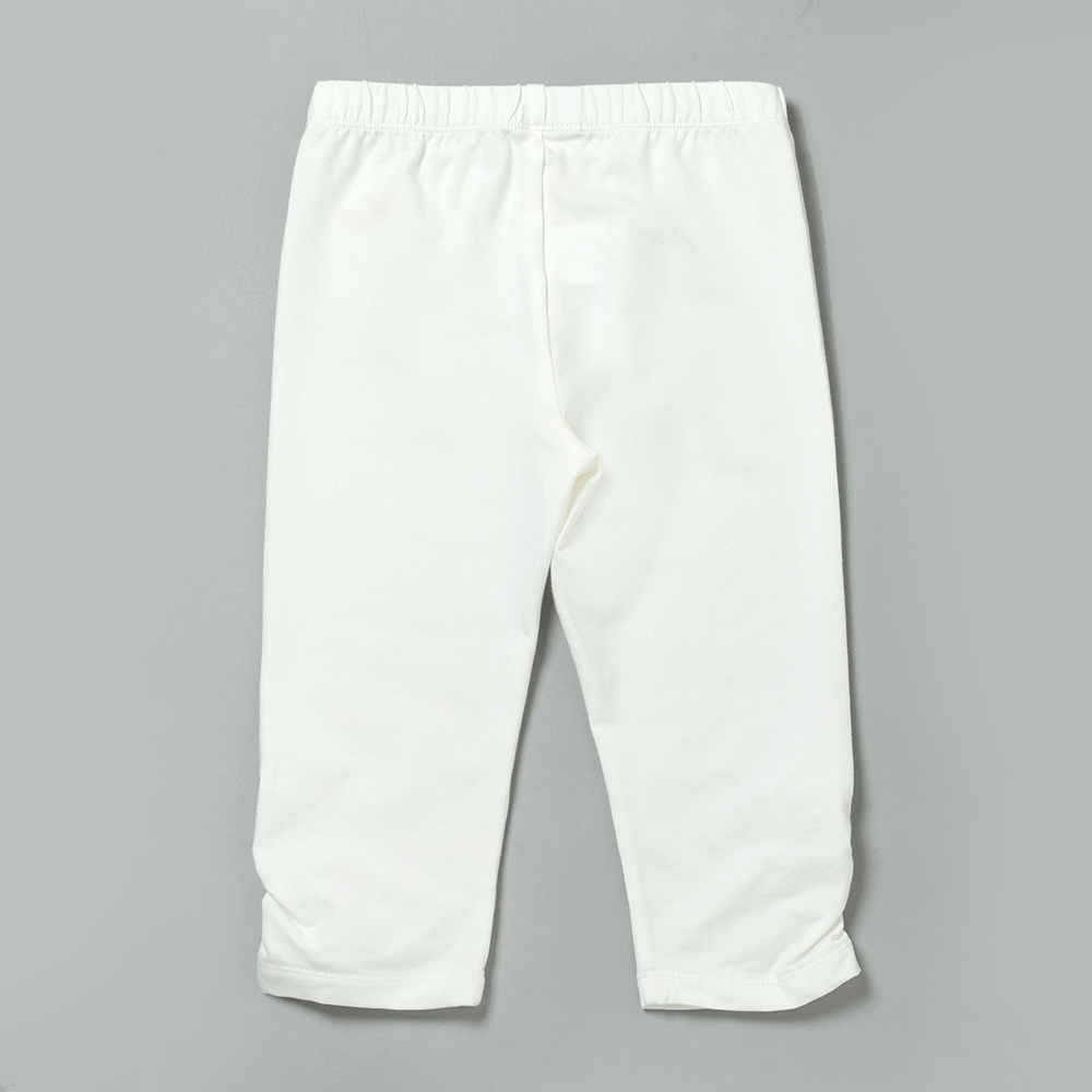 PIPPY 立體花下擺抽皺彈力緊身褲  米