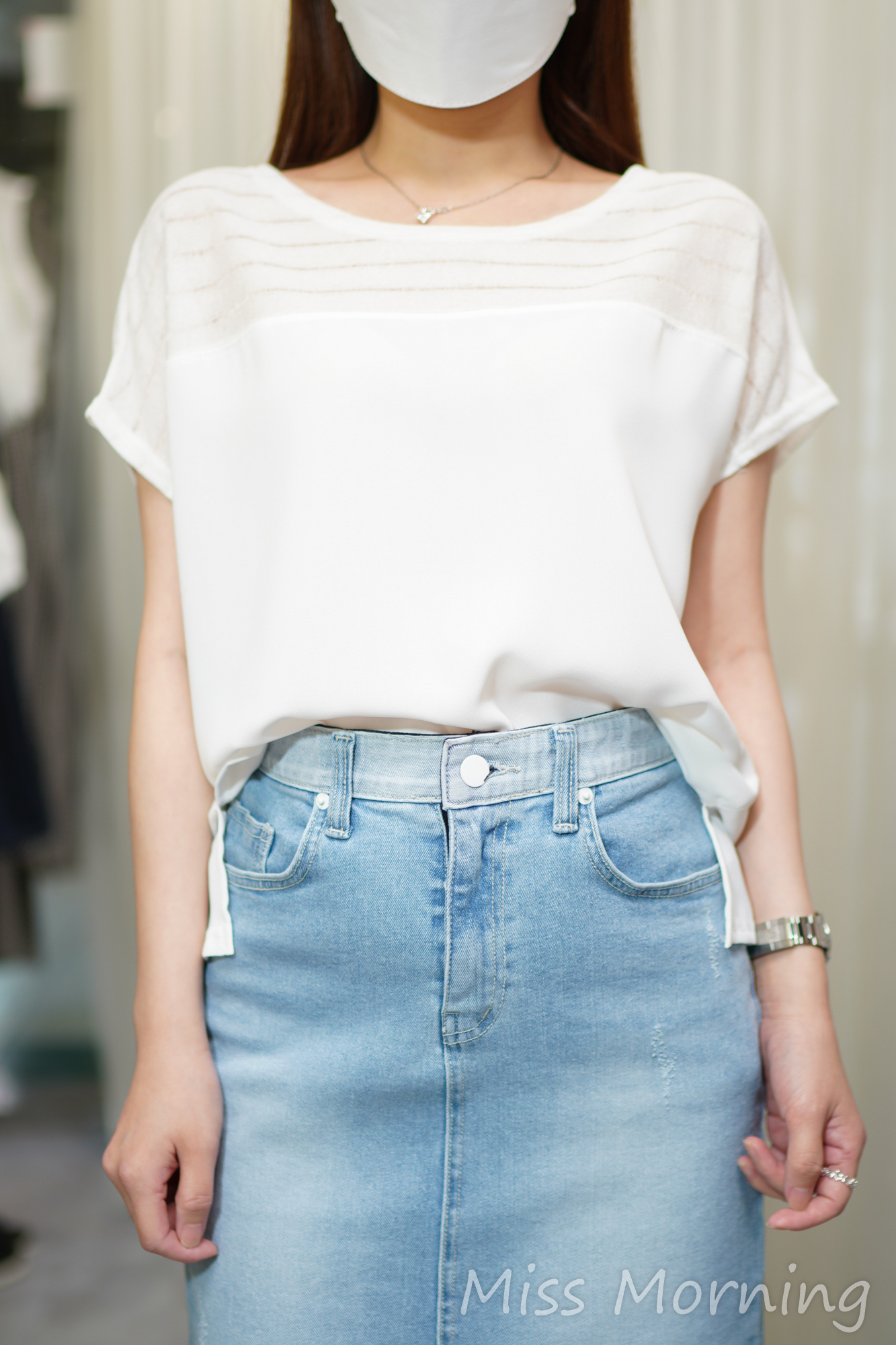 美美肩款雪紡上衣(14572)