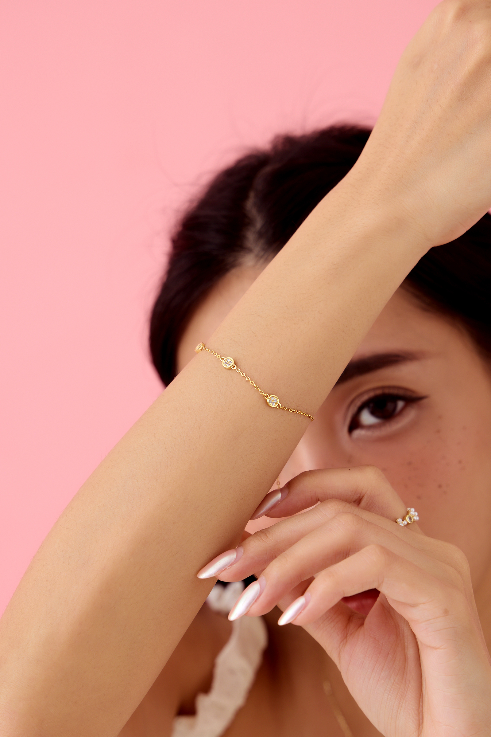 【925純銀】輕奢間隔閃鑽手鍊