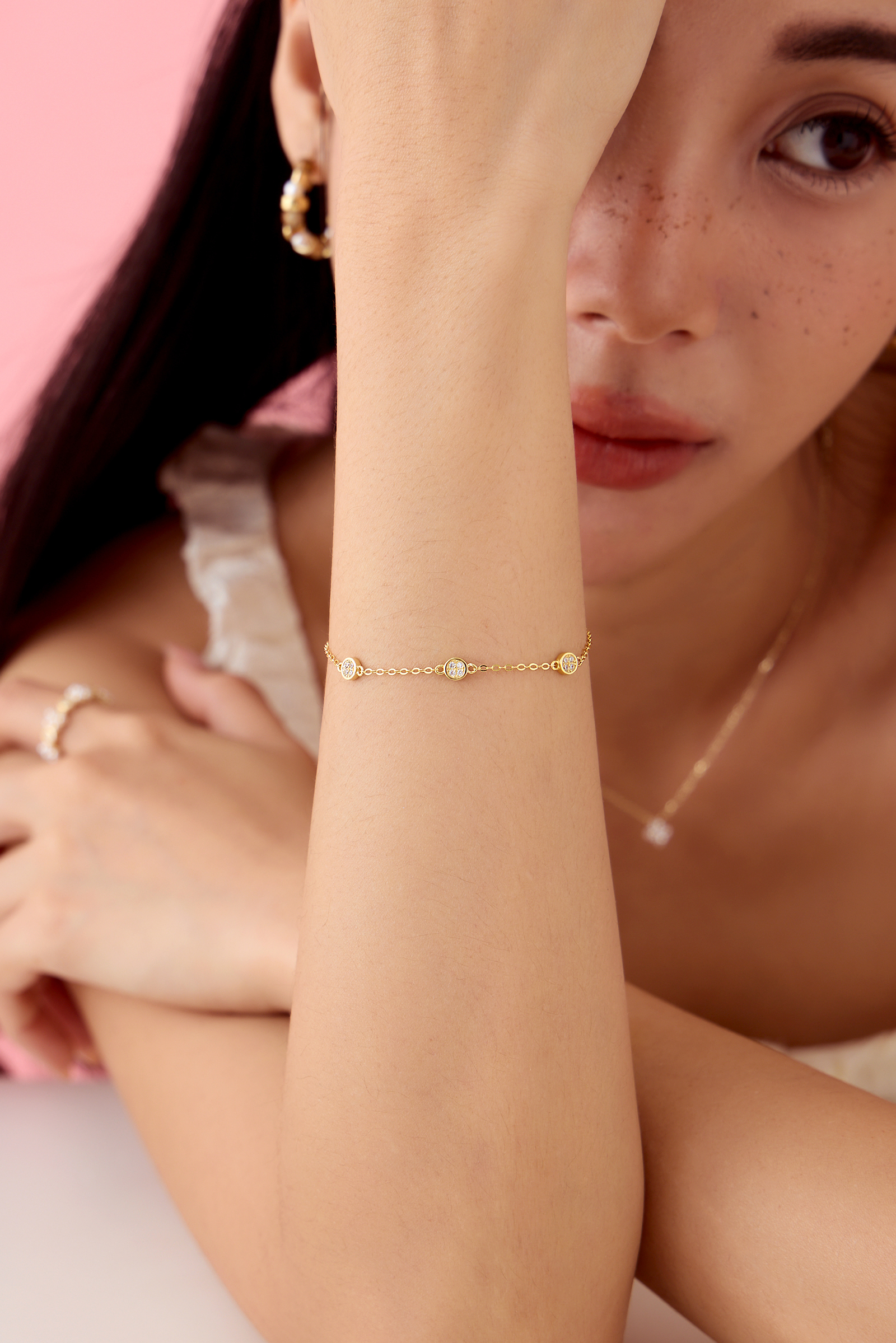 【925純銀】輕奢間隔閃鑽手鍊