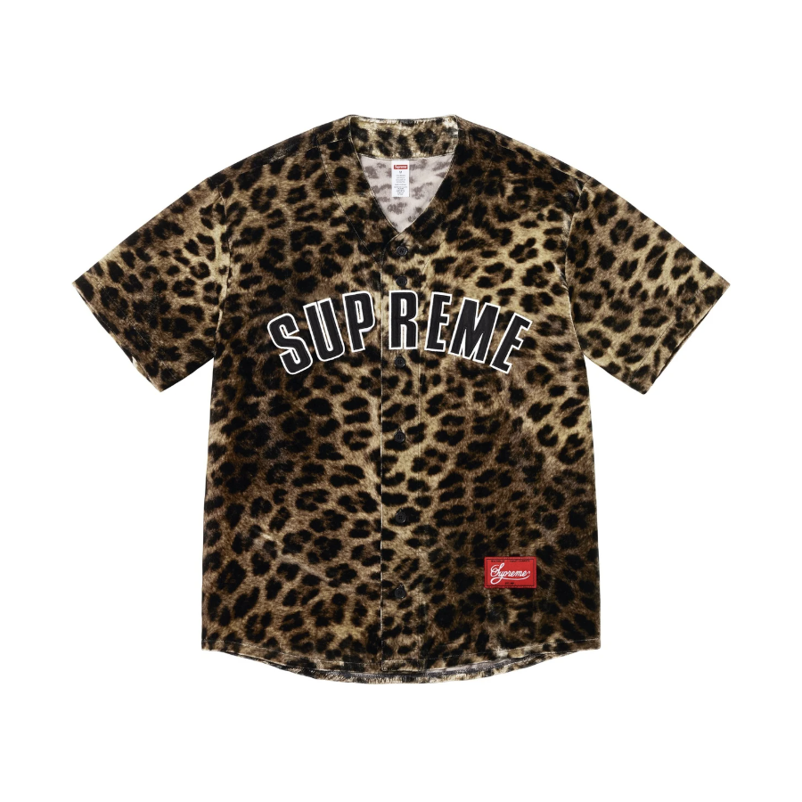 SUPREME VELVET BASEBALL JERSEY  天鵝絨 棒球 球衣 黑色/豹紋-SS25KN89