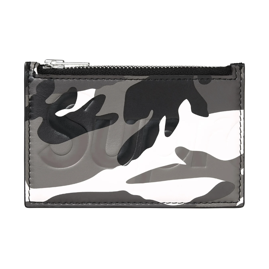 SUPREME LEATHER ZIP CARD HOLDER 小牛皮卡夾零錢包黑色/紅色/迷彩