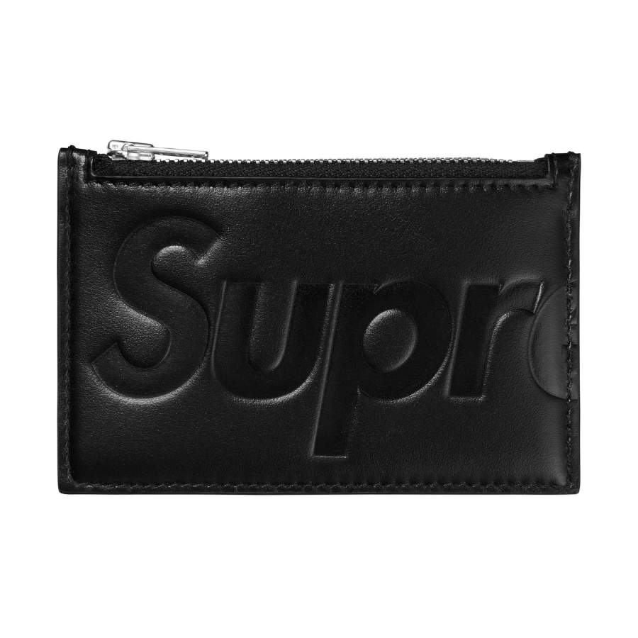 -(C015)-SUPREME LEATHER ZIP CARD HOLDER 小牛皮 卡夾 零錢包 黑色/紅色/迷彩-SS25B14