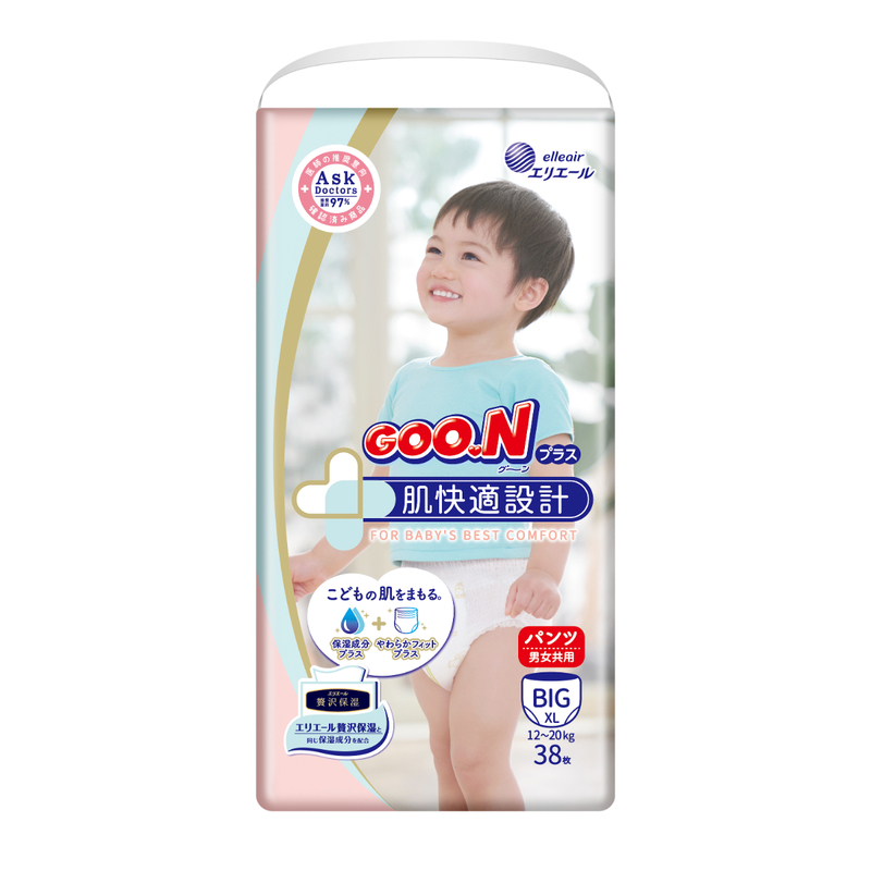 大王 GOO.N- 【日本製 -香港原裝行貨】肌快適嬰兒紙尿褲 (加大碼38片)