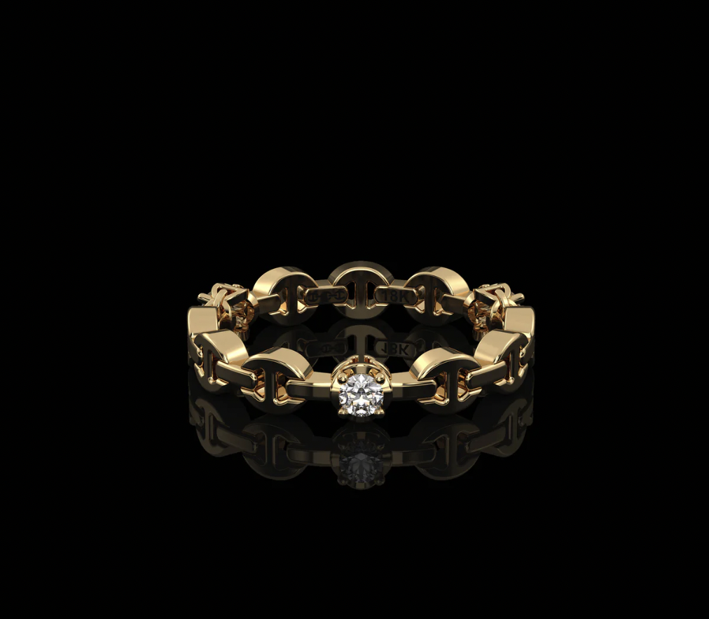 MICRO II WITH 3 DIAMONDS (18K Yellow Gold)