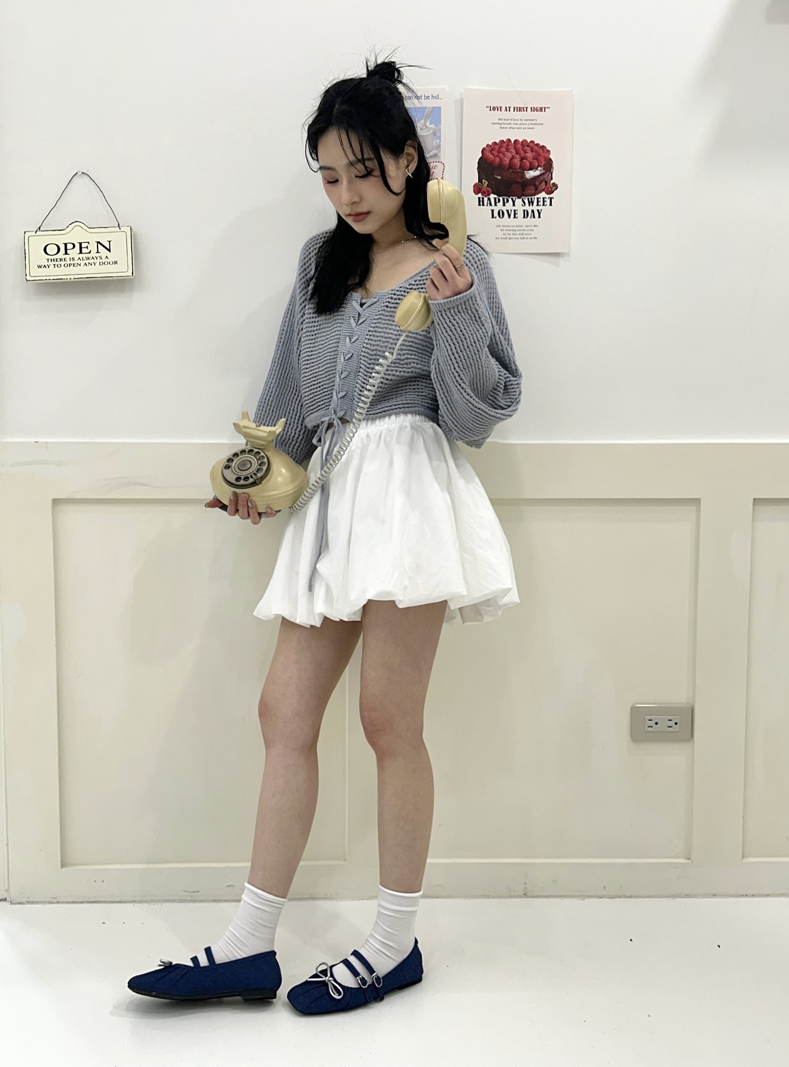 芭蕾女孩蝴蝶綁帶牛仔