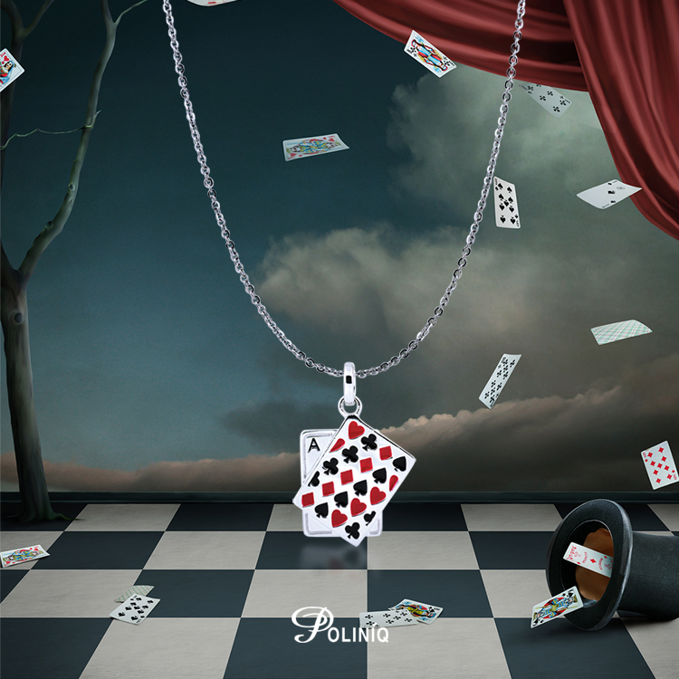925純銀「撲克牌」項墜+贈白鋼項鍊 (特價1,000元)-NNSDP0029