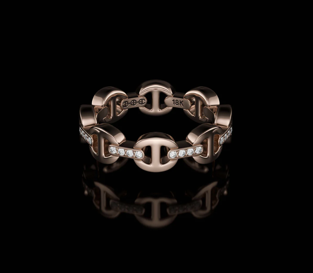 DAME TRI-LINK WITH DIAMOND BRIDGES (18K Rose Gold)