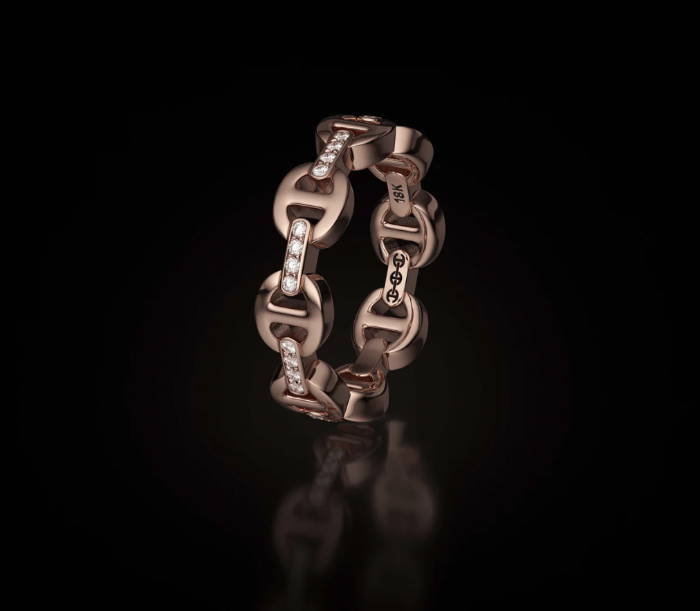 DAME TRI-LINK WITH DIAMOND BRIDGES (18K Rose Gold)