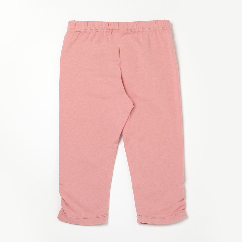 PIPPY彈力下擺抓皺立體花緊身褲  粉