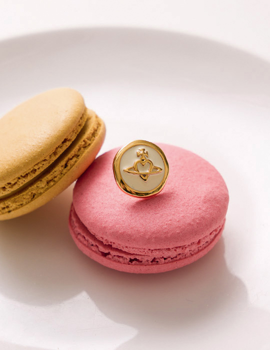 氣質金屬滴釉星球。夾式耳環(米白)