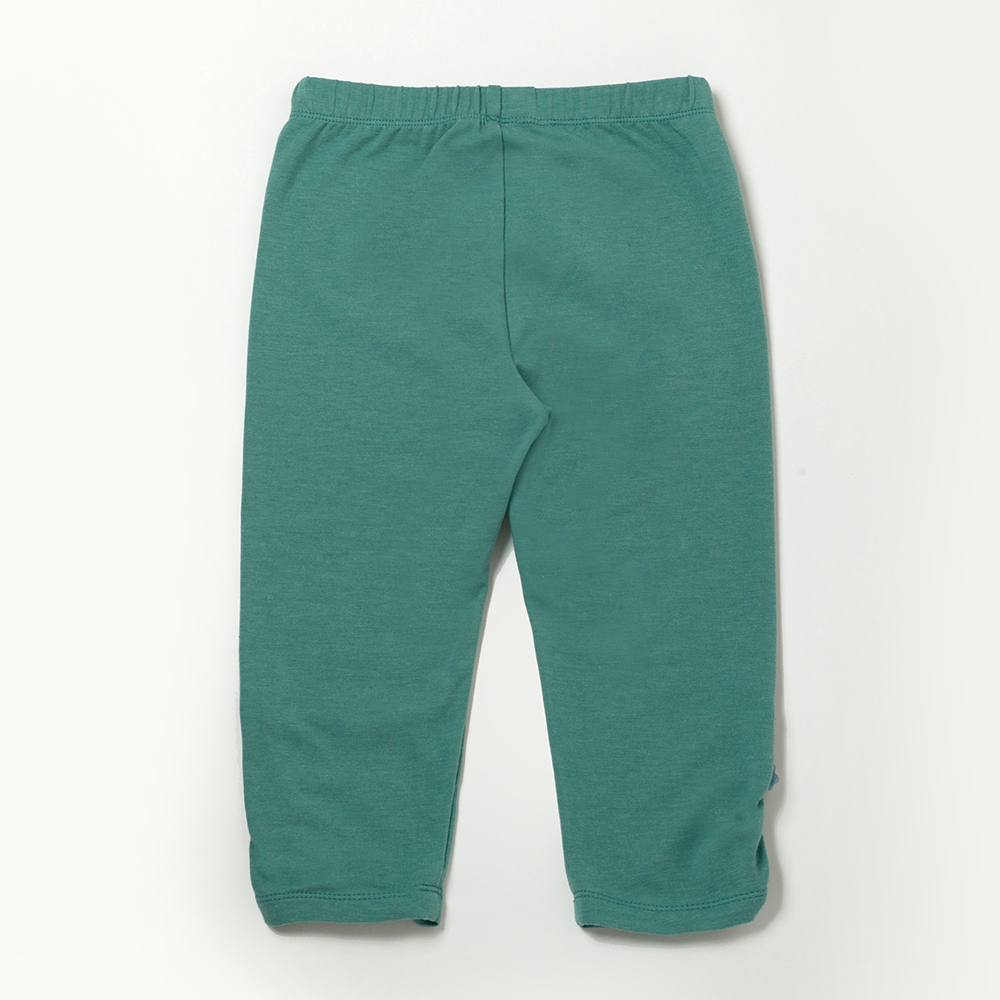 PIPPY彈力下擺抓皺立體花緊身褲  灰綠