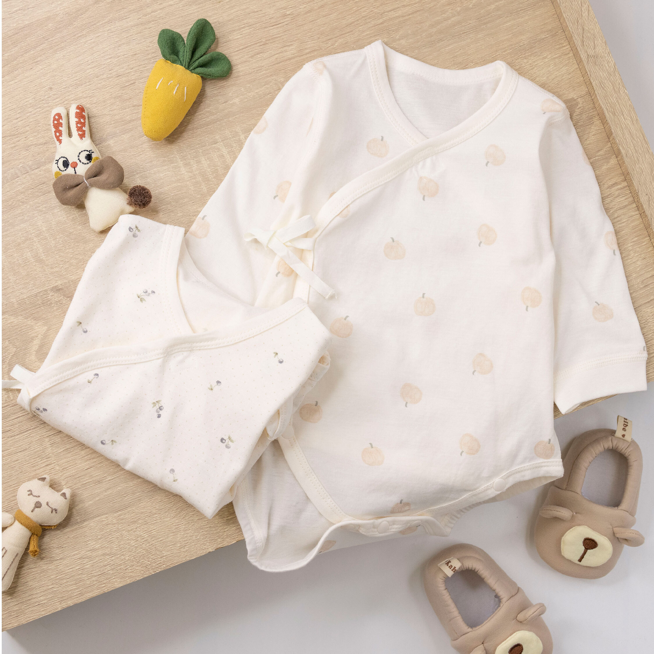 純淨系列【T0014】南瓜與櫻桃長袖親膚包屁衣＊二色