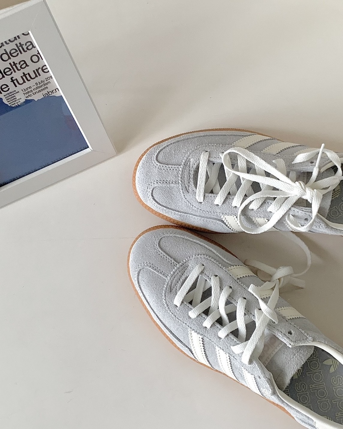 <韓味十足💙>Adidas Handball Spezial 皮革 麂皮 低筒 焦糖底 德訓鞋 米灰藍 海鹽灰