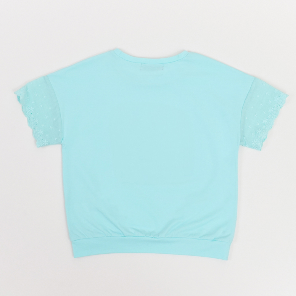 PIPPY精緻花卉LOGO刺繡花圓領上衣 藍綠