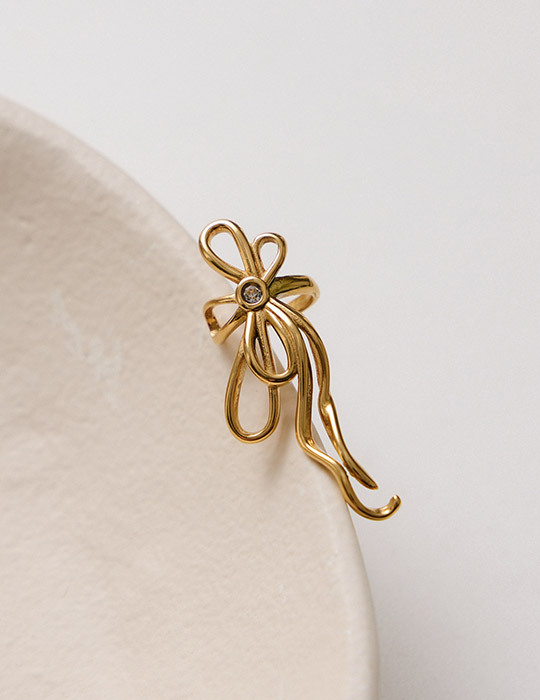 【鈦鋼】蝴蝶結流蘇耳骨夾(單支)