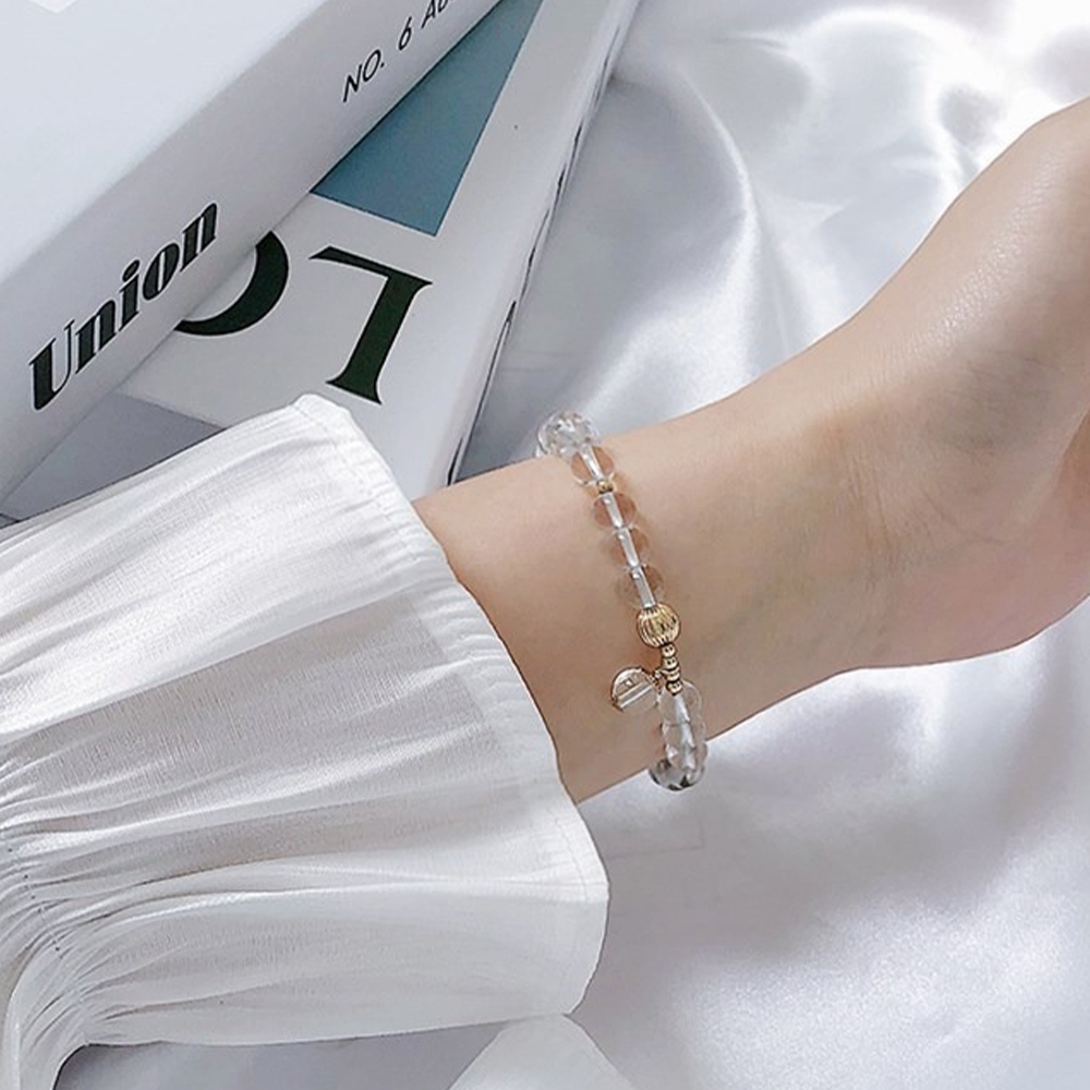 白水晶手鍊 水晶手鍊 手環 手鍊串珠 手串 水晶串珠 單圈手鏈 招財手鍊 開運手鍊 平安手鍊 閨蜜手鍊 女生禮物 013