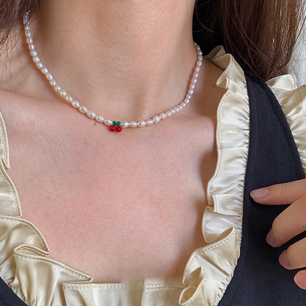 櫻桃珍珠項鍊 鎖骨鏈 珍珠項鍊 串珠項鍊 小香項鍊 韓國項鍊 日本項鍊 法式項鍊 小眾項鍊 可愛項鍊 女生禮物 211