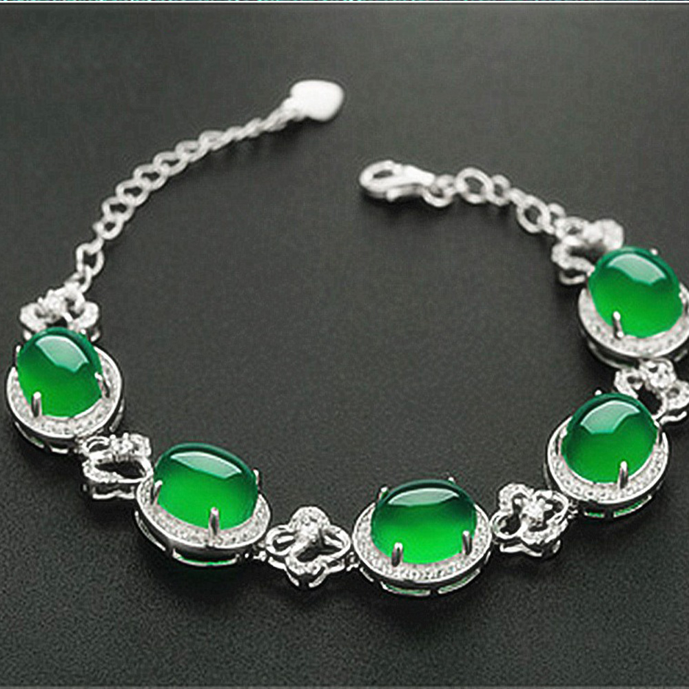 手鍊 手環 純銀手鍊 手鏈 玉髓手鍊 玉手鐲 玉手鍊 四葉草手鏈 招財手鍊 平安手鍊 母親節禮物 女生生日禮物 196