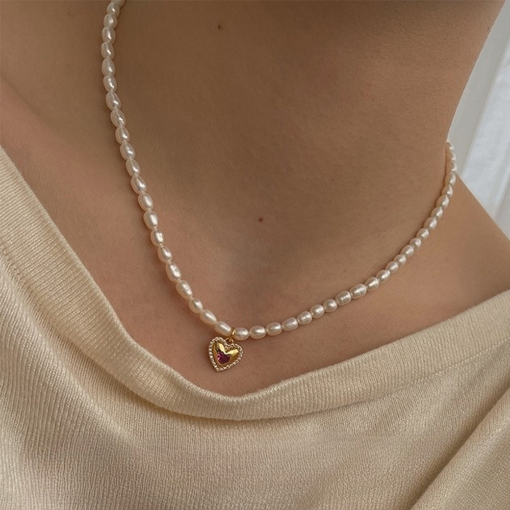 項鍊女 鎖骨鏈 串珠項鍊 珍珠項鍊 愛心項鍊 女生項鍊 韓國項鍊 閨蜜項鍊 復古項鍊 女生禮物 生日禮物 送禮 191