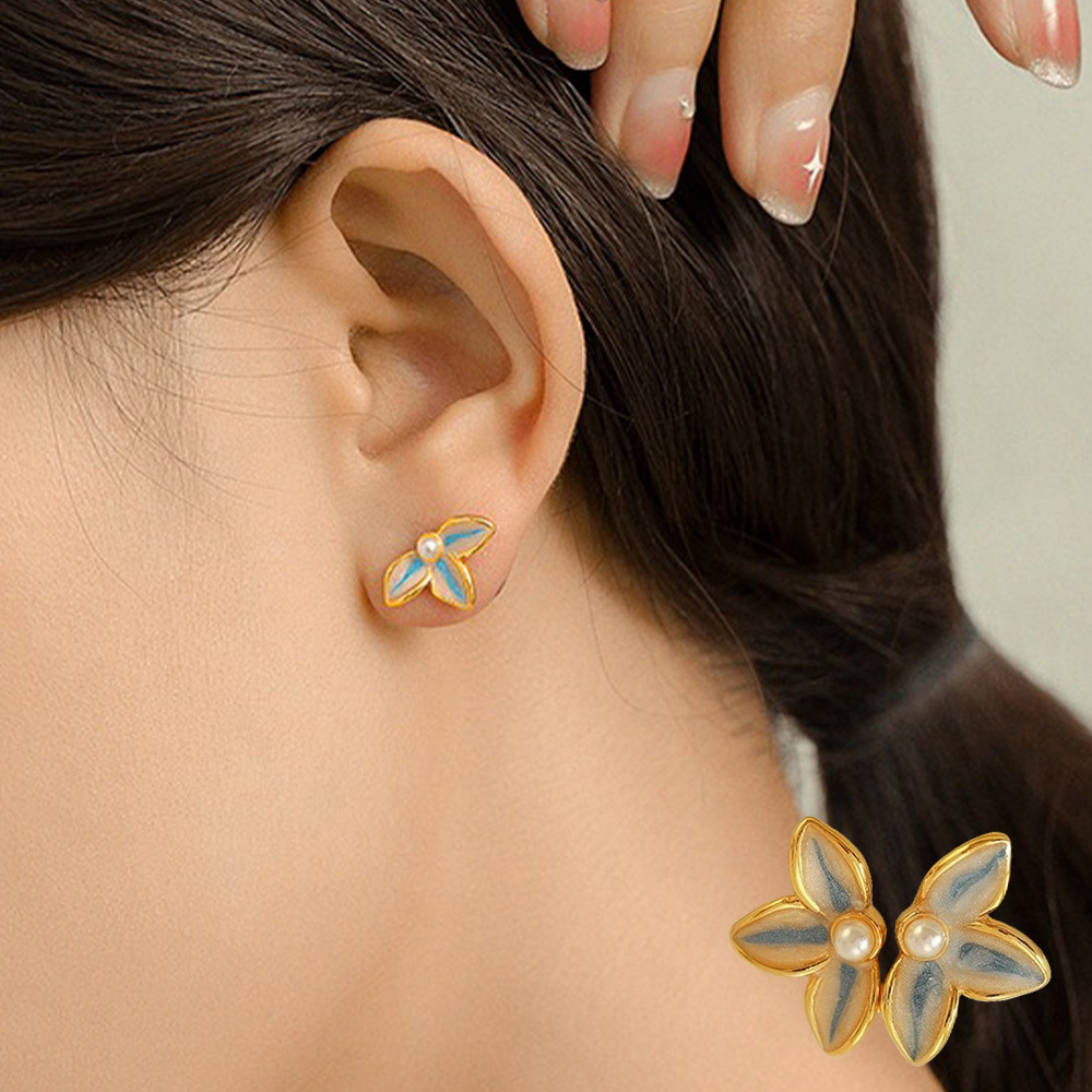 銀針耳環 耳釘 金耳環 純銀耳環 韓國耳環 氣質耳環 珐琅耳環 珍珠耳環 造型耳環 個性耳環 女生禮物 送禮 039