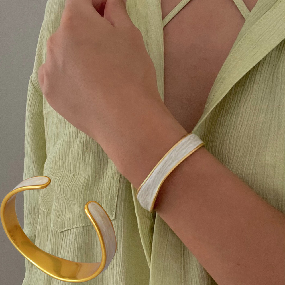 手鐲 手環 開口手鐲 C型手環 開口手環 金手鐲 白色手鐲 閨蜜手鍊 珐琅手環 個性手環 不規則手環 女生禮物 190