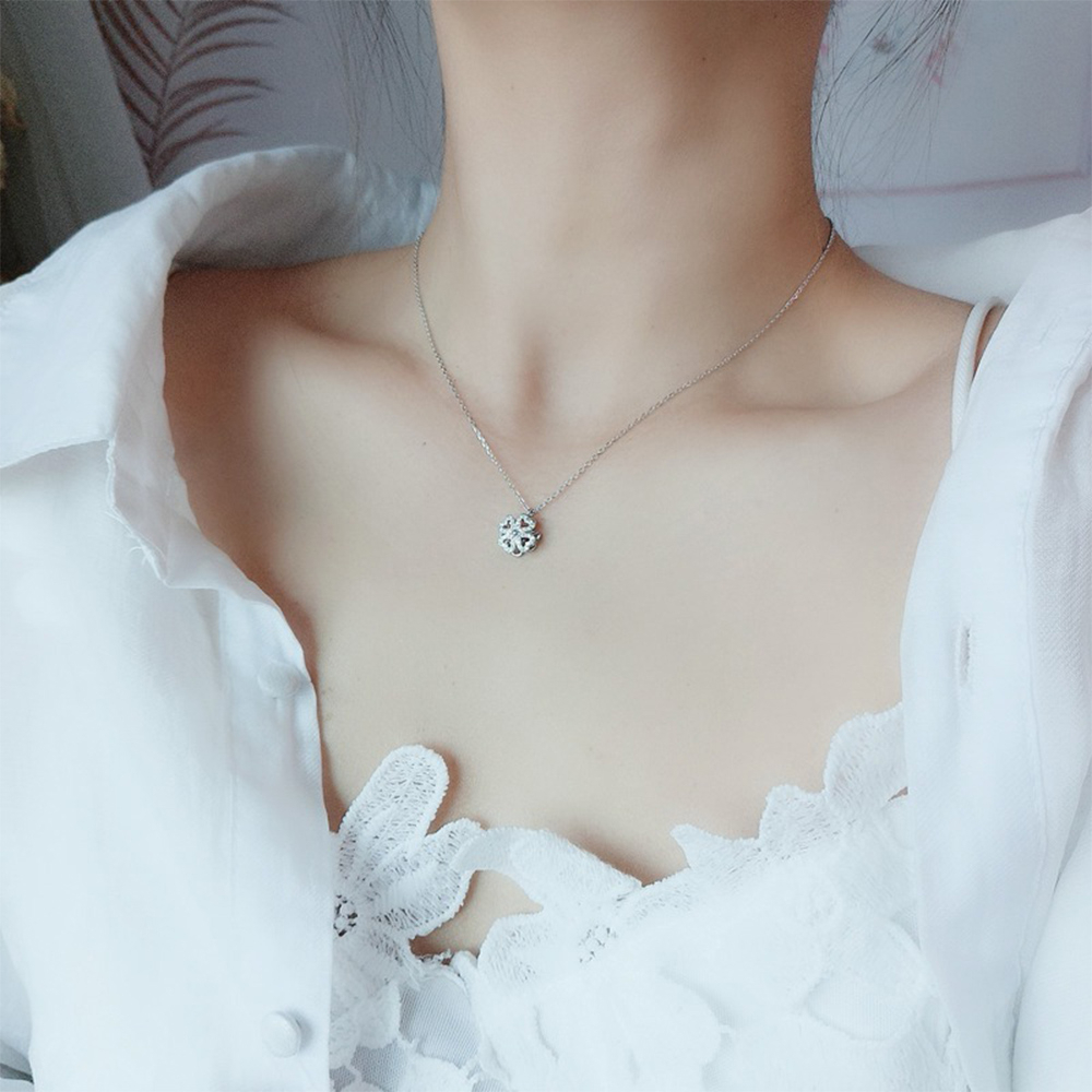項鍊 純銀項鍊 細鍊 鑽石項鍊 四葉草鍊 幸運草項鍊 愛心項鍊 韓國項鍊 百搭項鍊 鎖骨項鍊 閨蜜項鍊 女生禮物 184