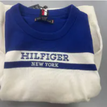 [S] TOMMY HILFIGER BLUE KIDS COLORBLOCK LOGO CREWNECK SWEATER, 71J4525-501 (STH1079)