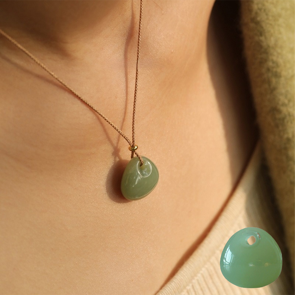 項鍊 繩鍊 玉項鍊 寶石項鍊 和田玉繩鍊 佛珠項鍊 平安項鍊 玉墜 青玉項鍊 玉石項鍊 簡約項鍊 生日禮物 006