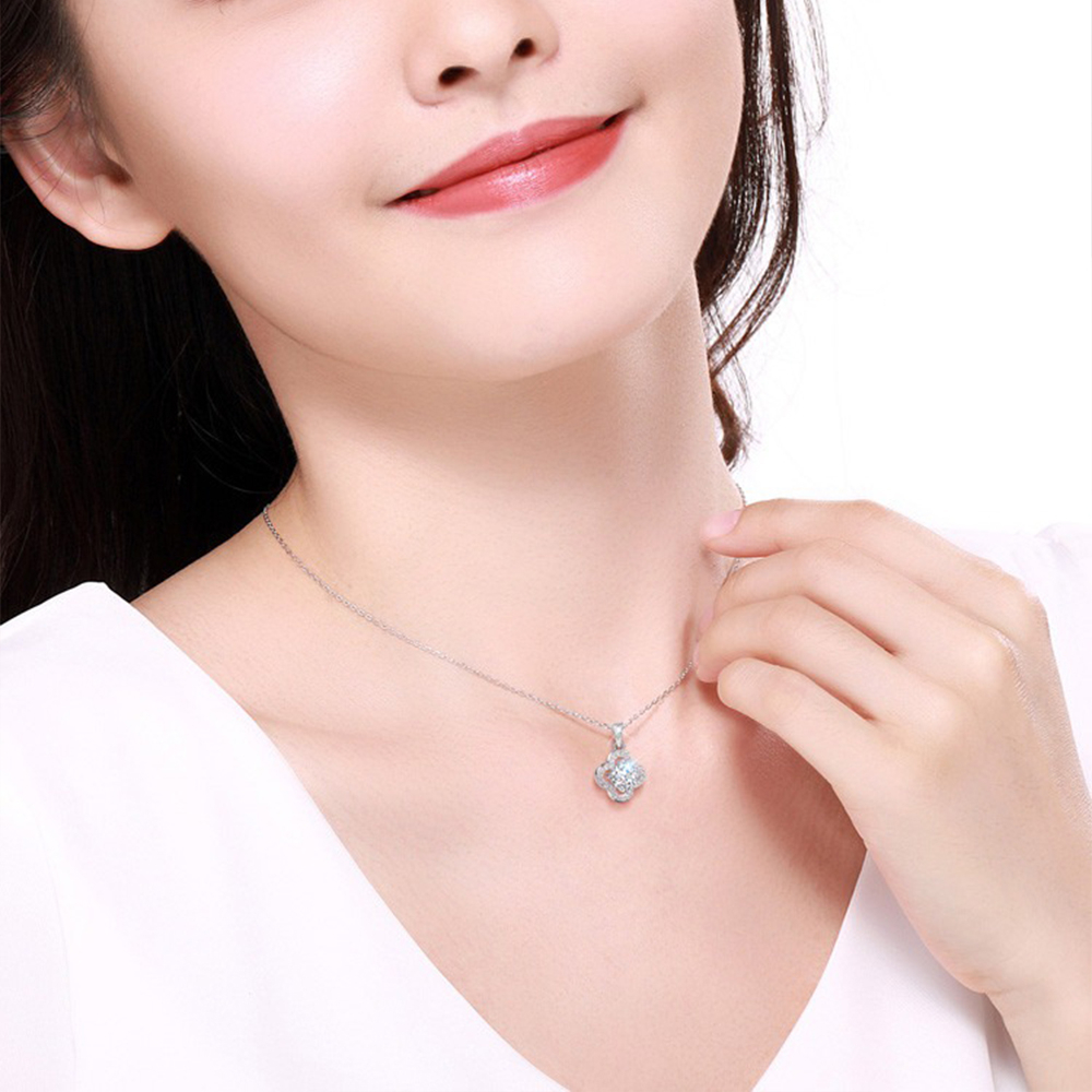 四葉草項鍊 幸運草項鍊 鑽石項鍊 鎖骨項鍊 純銀項鍊 ins項鍊 女項鍊 吊墜項鍊 銀飾 閨蜜項鍊 女生禮物 176