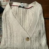 [S] TOMMY HILFIGER TOMMY HILFIGER LADIES CABLE KNIT WOOL V-NECK CARDIGAN,BEIGE, 76J5333-281 (STH1123)