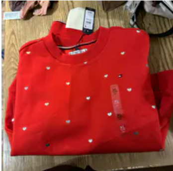 [S] TOMMY HILFIGER RED SMALL ALLOVER STAR SWEATER, 71J4627-600 (STH1082)