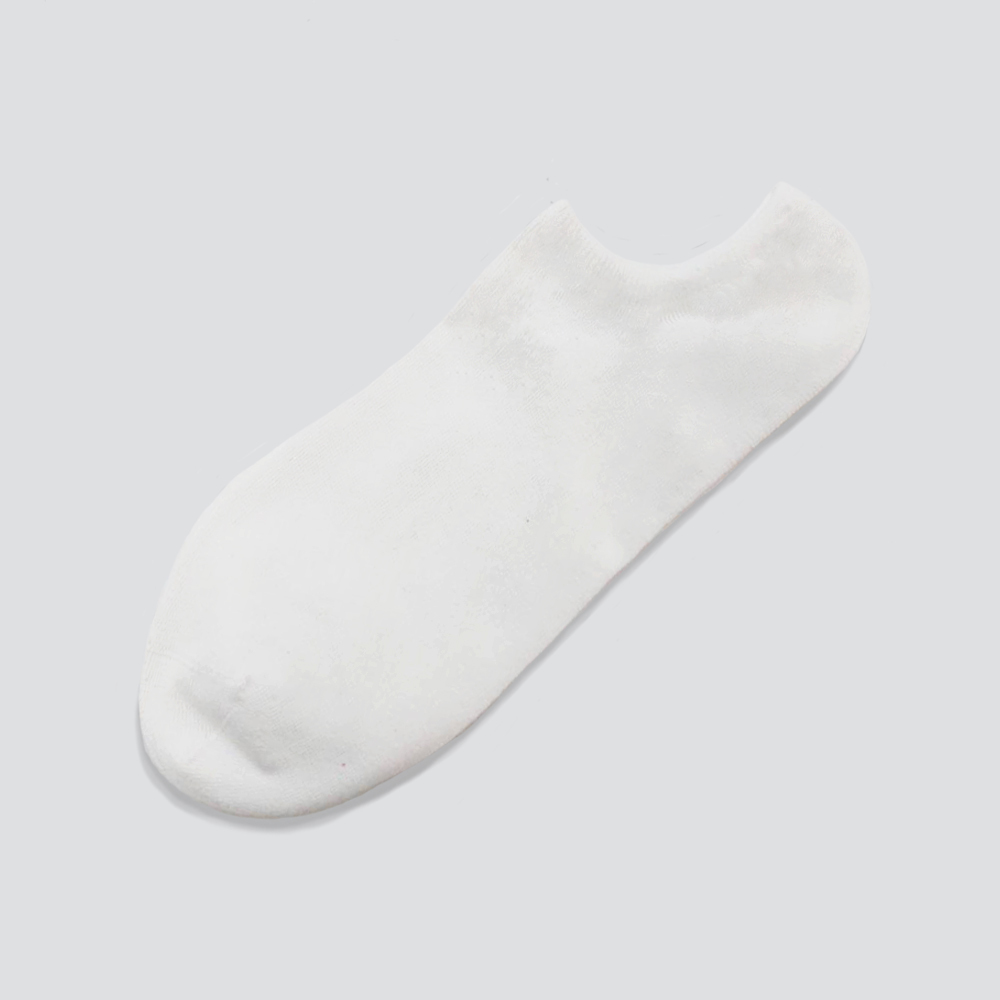 無縫棉質船型襪-白