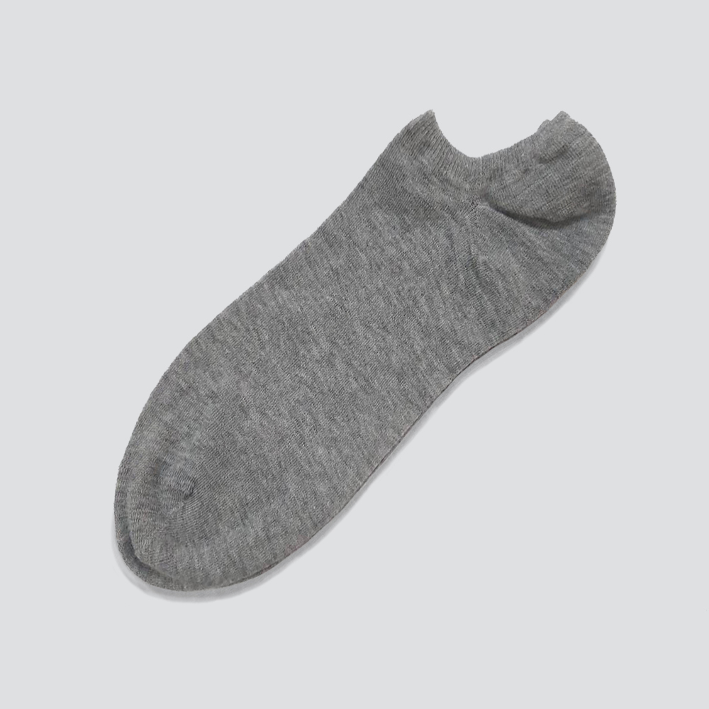 無縫棉質船型襪-麻灰
