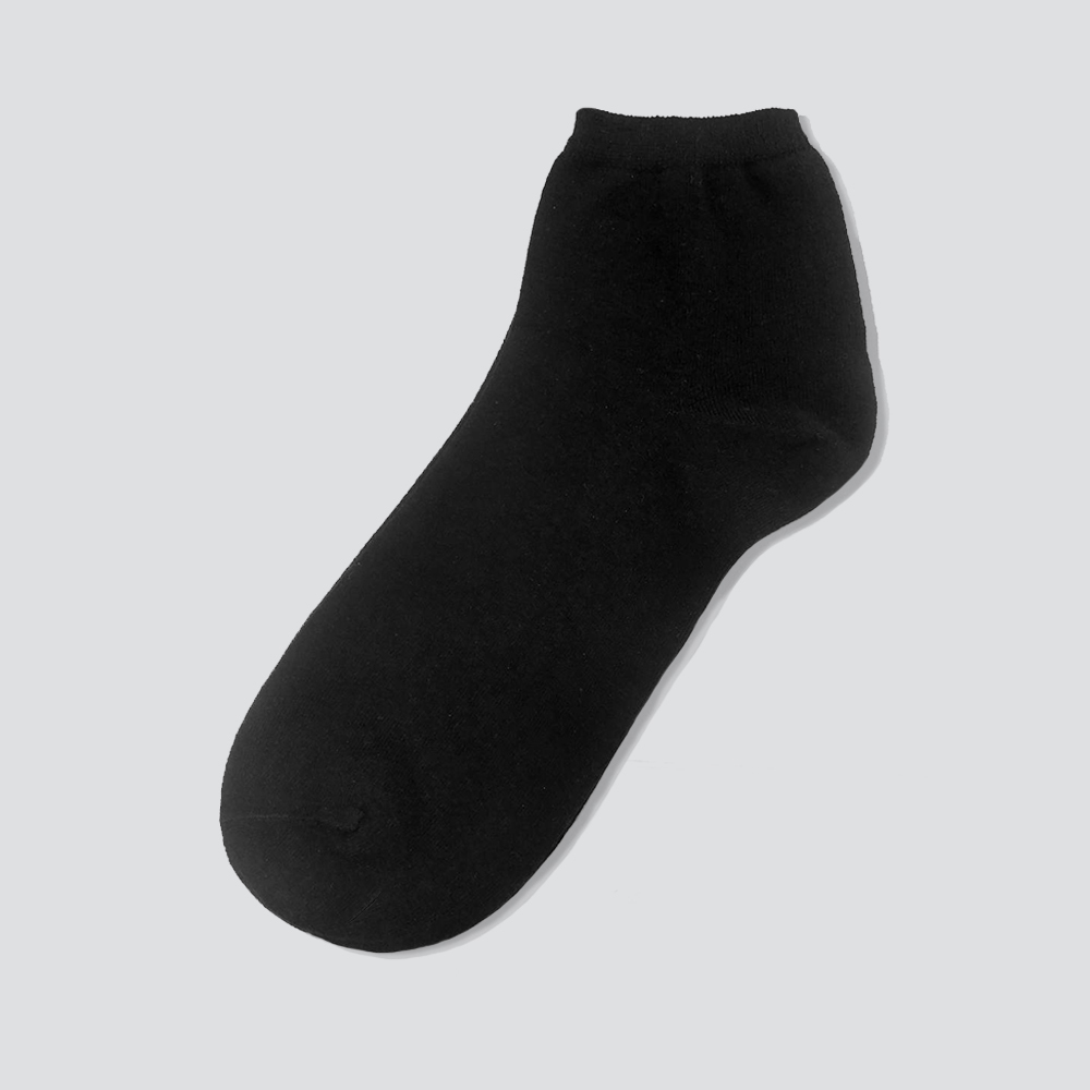 無縫棉質中筒襪-黑