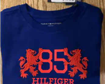 [S] TOMMY HILFIGER BLUE KIDS EMBROIDERED HERITAGE 85 T-SHIRT, 71J4541-501 (STH1083)
