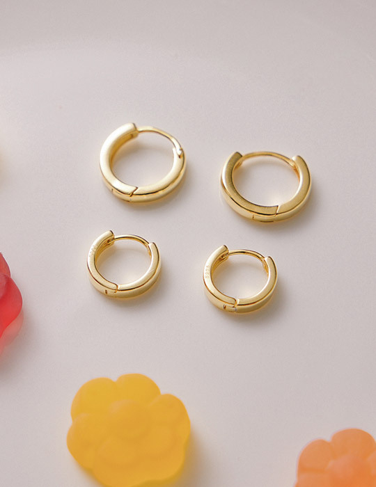 【925純銀】幾何日常。銀針耳環(金)